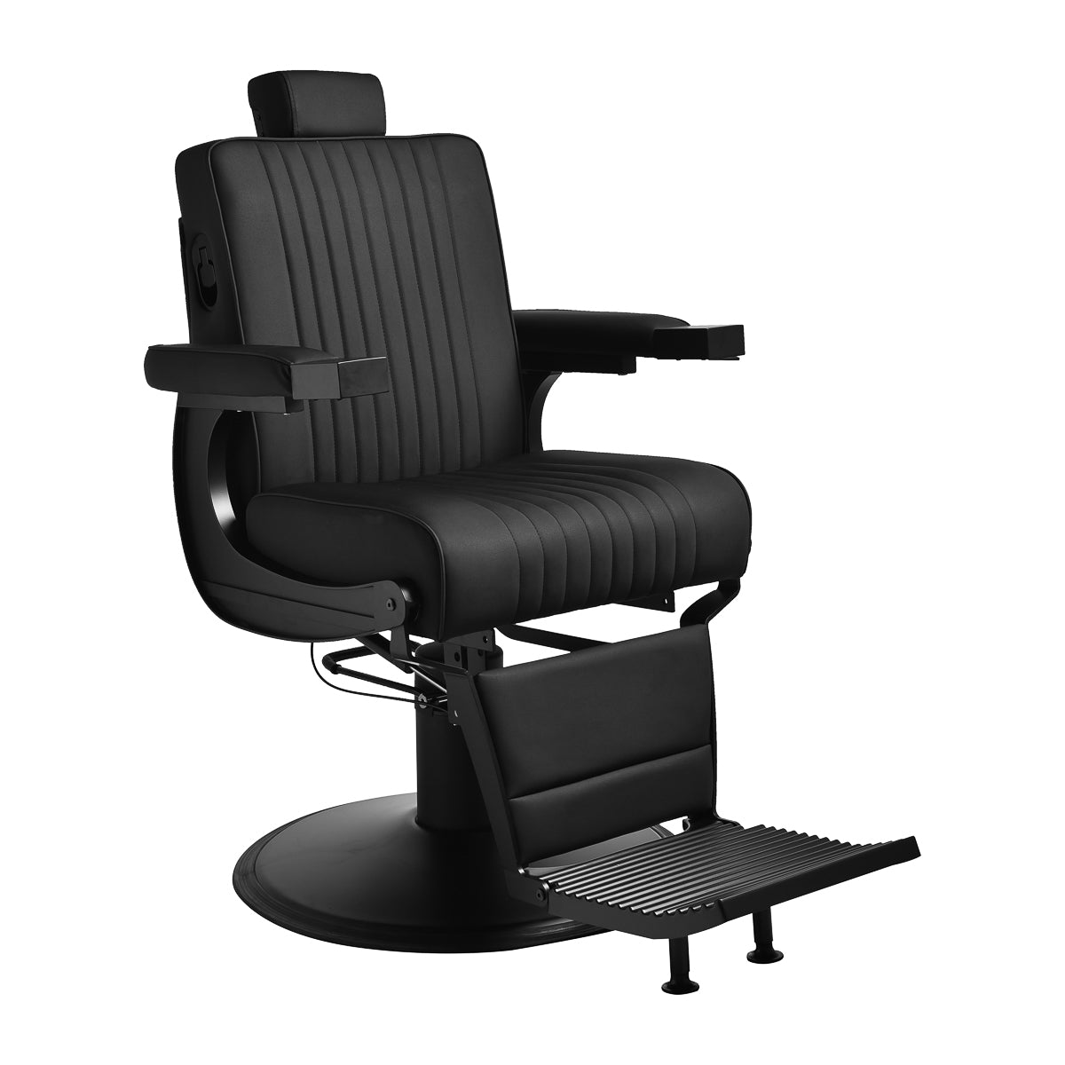 Gabbiano Levi barber chair with black frame black without stitching at the back