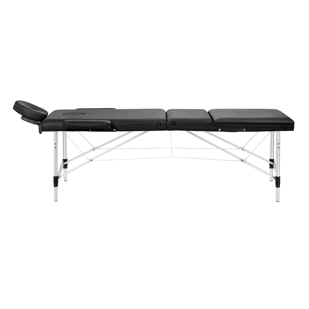 Bärbar massagebänk / behandlingssäng BALANCE ALUMINIUM 3 segment med lutning svart + väska