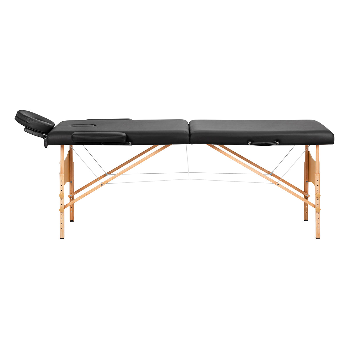 Bärbar massagebänk / behandlingssäng Balance Wide 2 segment svart / trä + väska