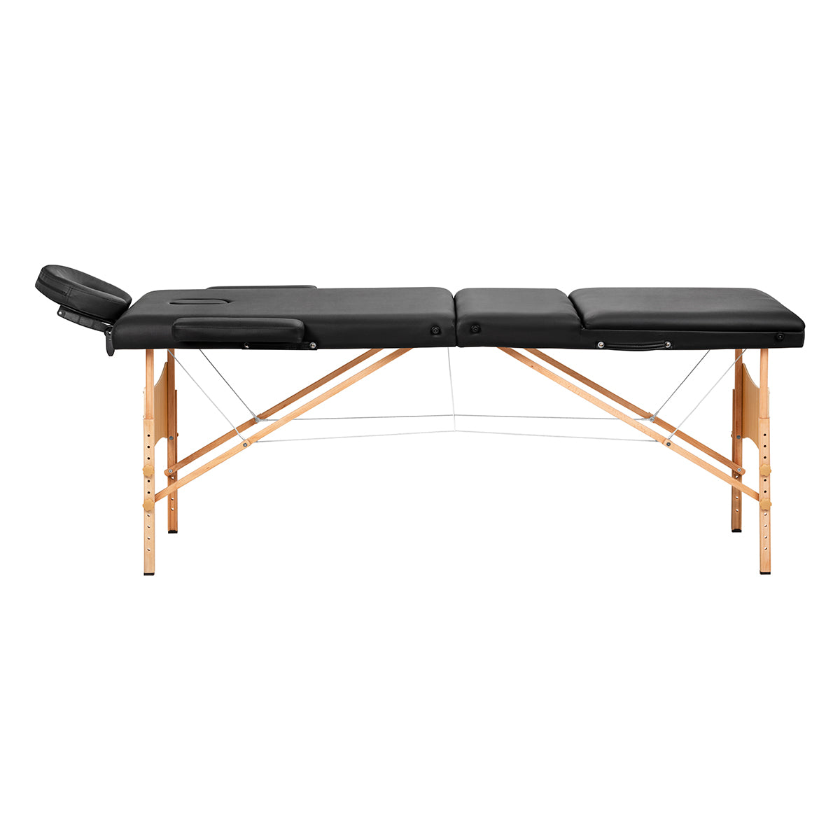Bärbar massagebänk / behandlingssäng Balance Wide 2 segment svart / trä + väska