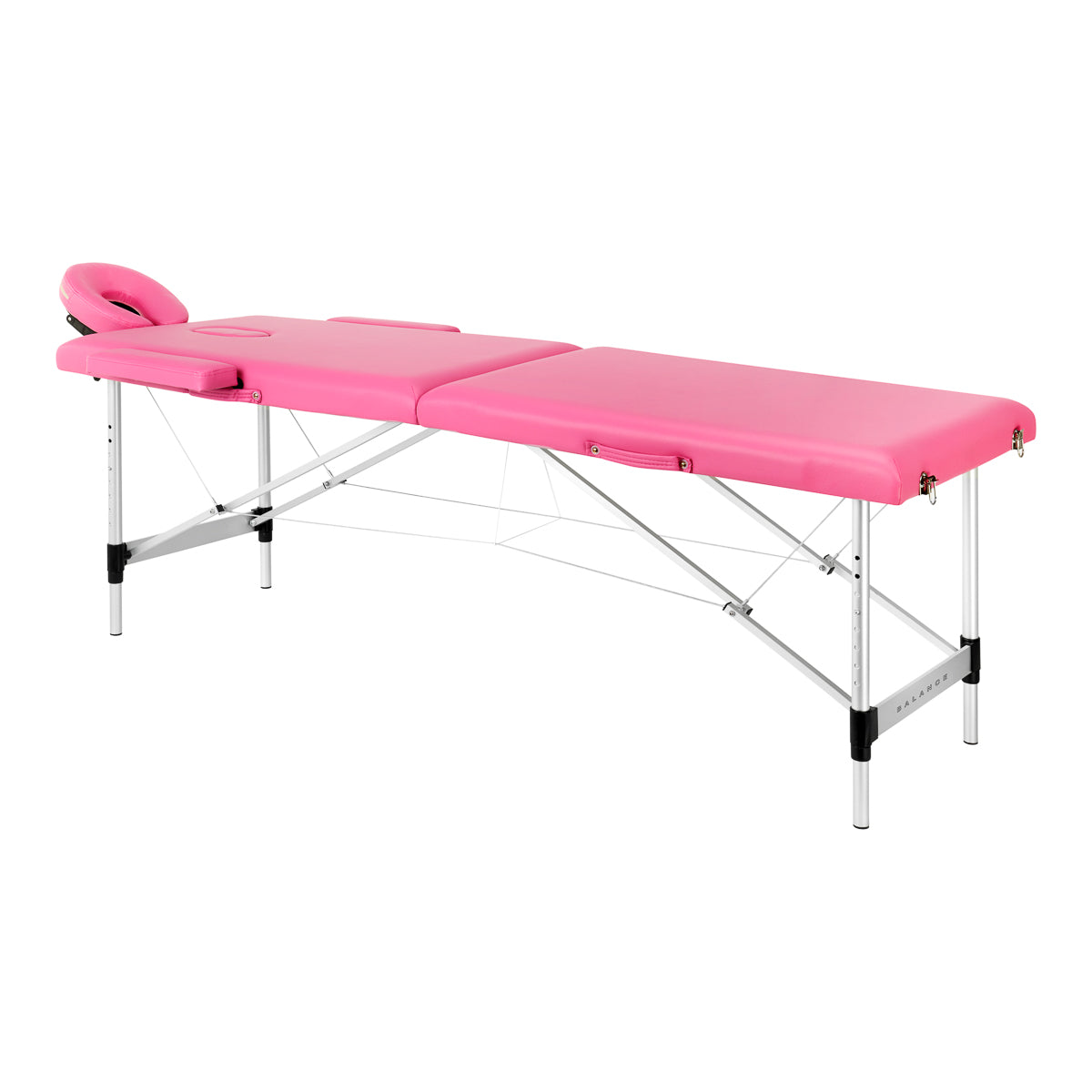 Bärbar massagebänk / behandlingssäng BALANCE ALUMINIUM 2 segment rosa + väska