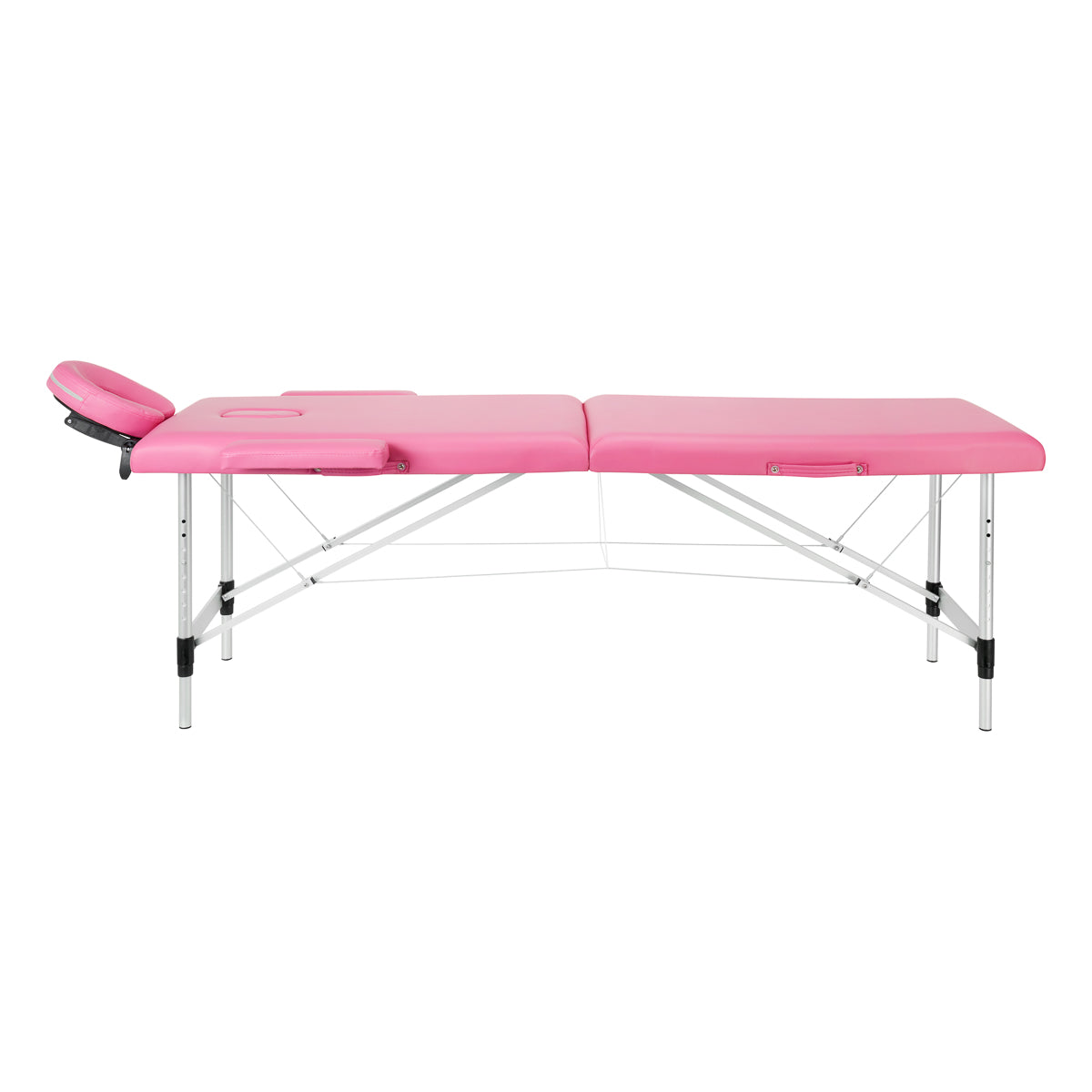Bärbar massagebänk / behandlingssäng BALANCE ALUMINIUM 2 segment rosa + väska